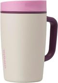Owala SmoothSip Slider Travel Mug - 12oz Stainless Steel Insulated, 100% Leak Proof, Pink/Tan
