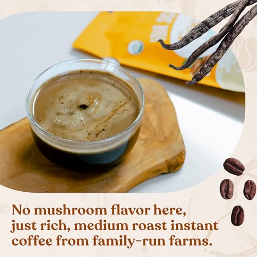 Four Sigmatic Vanilla Focus Mushroom Coffee Latte Plant-Based Organic Instant Latte with Lion’s Mane Mushroom for Focus and Mental Clarity Made With Just 6 Organic Ingredients 4.23 oz Bag