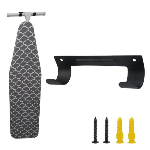 Ironing Board Hanger Wall Mount Ironing Board Holder Organizer Wall Rack for Laundry Rooms Storage Rack Hanging Shelf Hanger (Black)