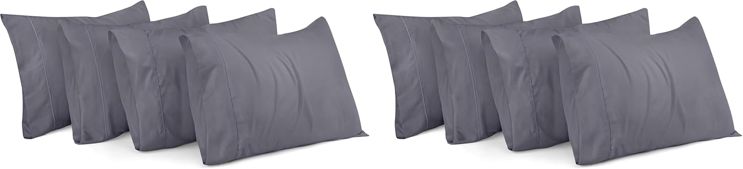 Utopia Bedding Standard Pillow Cases - 8 Pack Soft Brushed Microfiber | Fade Resistant 20x26 Inches - Grey
