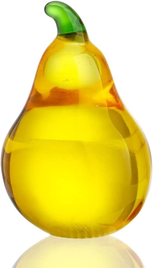 Crystal Pear Figurines | Elegant Glass Collectibles for Office Decor - Perfect Tabletop Centerpiece