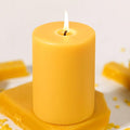 UGBEM 1 Packs 3" x 4" Natural Beeswax Pillar Candles,60 Hours Long Burning Emergency Candles 100% Pure Beeswax Candle,Blessed Bees Wax Candles for Home Room Paryer Parties,Smokeless & Dripless