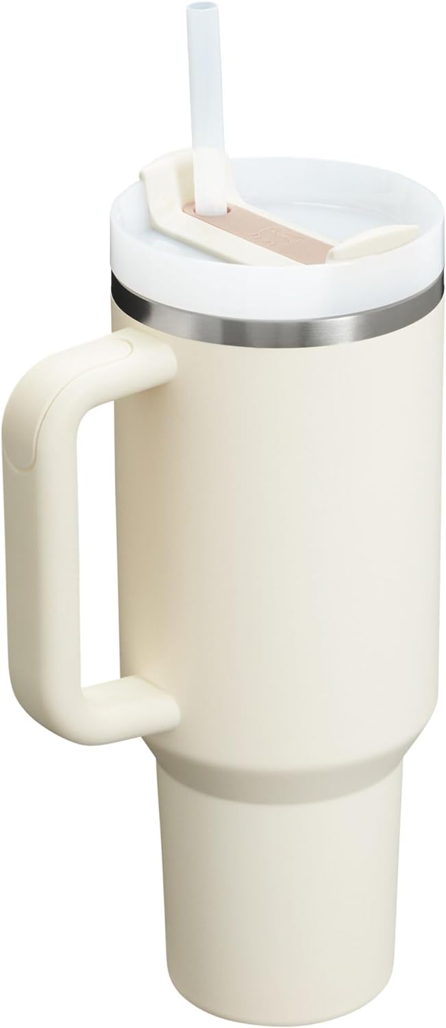 STANLEY Quencher H2.0 Tumbler - 40 oz Insulated Stainless Steel Cup with Handle & Straw | BPA-Free Cream 2.0