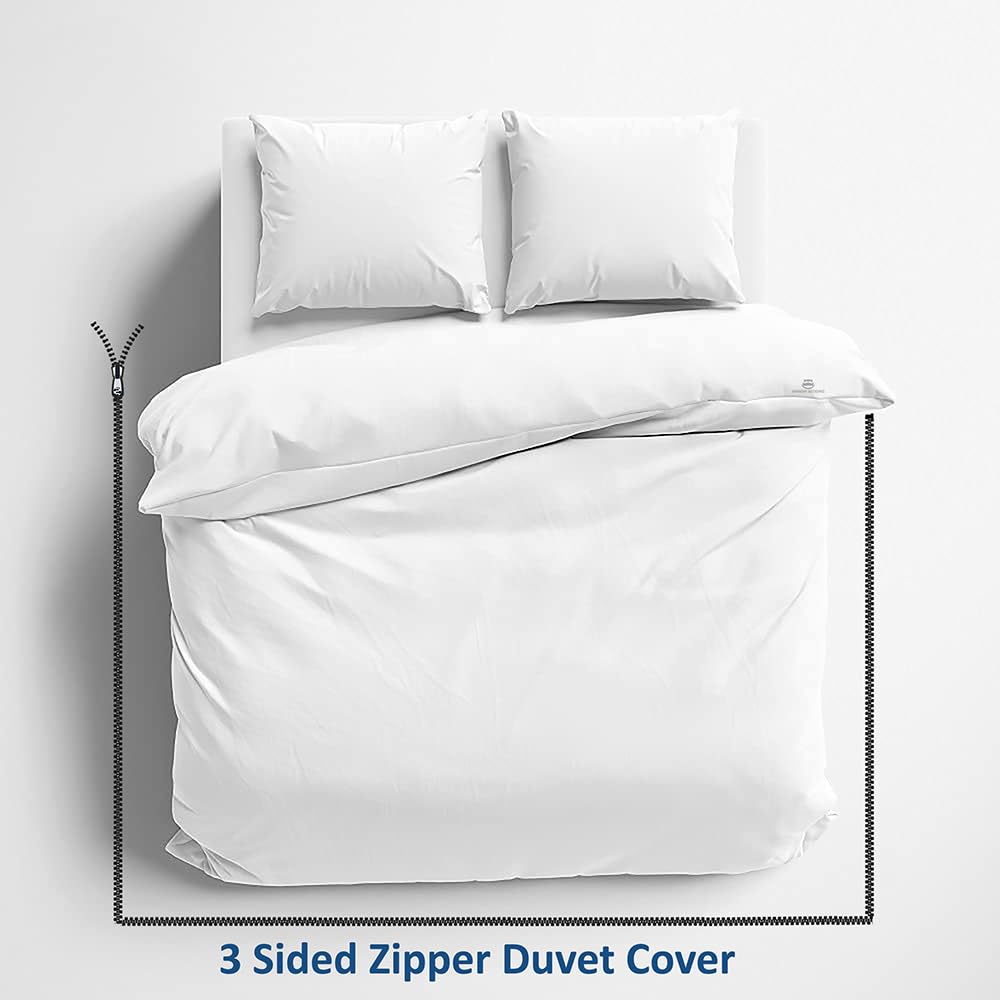 3 Side Zipper Duvet Cover Set King Size White - Soft Microfiber Duvet Cover Set with 3 Sided Zipper Closure, King Size Duvet Cover (90"x104") & 2 Pillow Cases(20"x36"), NO Comforter