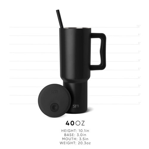 Simple Modern Halloween 40 oz Trek Tumbler with Handle and Straw Lid | Cup Holder Friendly Insulated Stainless Steel Travel Mug | Blue Lunar Night