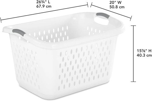 Extra Large Plastic Laundry Basket by [Brand Name] - 2 Pack with Sturdy Carry Handles | Portable Hamper for Home Organization, White