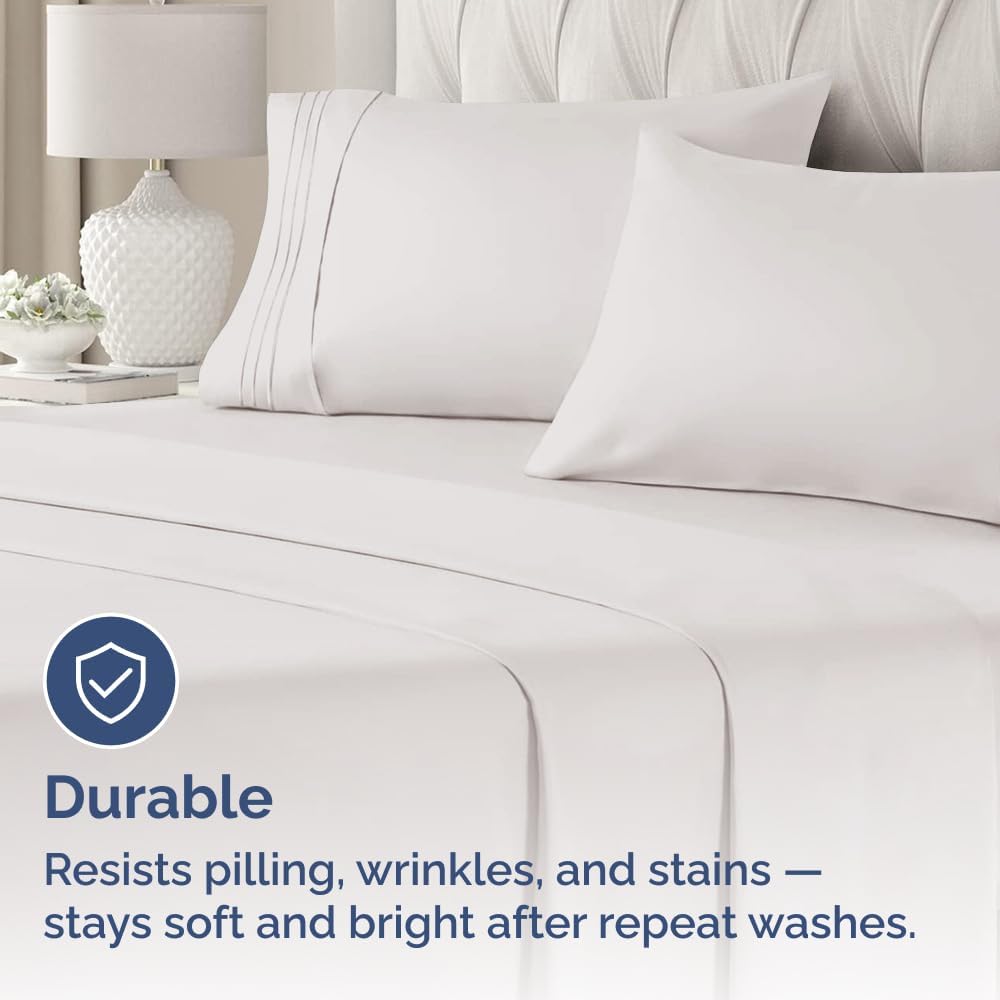 Queen Pillow Cases by [Brand Name] - Ultra Soft Hotel Quality Covers | Wrinkle-Free & Fade Resistant - Light Grey - Set of 4