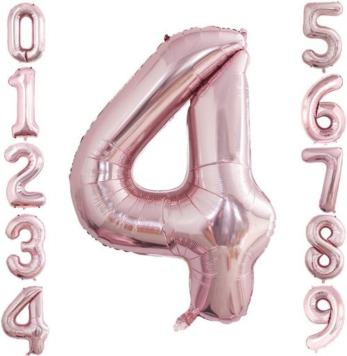 GOER 42-Inch Rose Gold Number 4 Balloons - Perfect for 4th & 44th Birthday Celebrations | Party Decorations