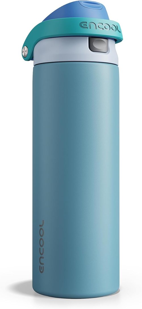 ENCOOL Insulated Water Bottle - Leakproof Dual-Sip Design | Keeps Drinks Cold All Day, 24 oz, Teal Blue