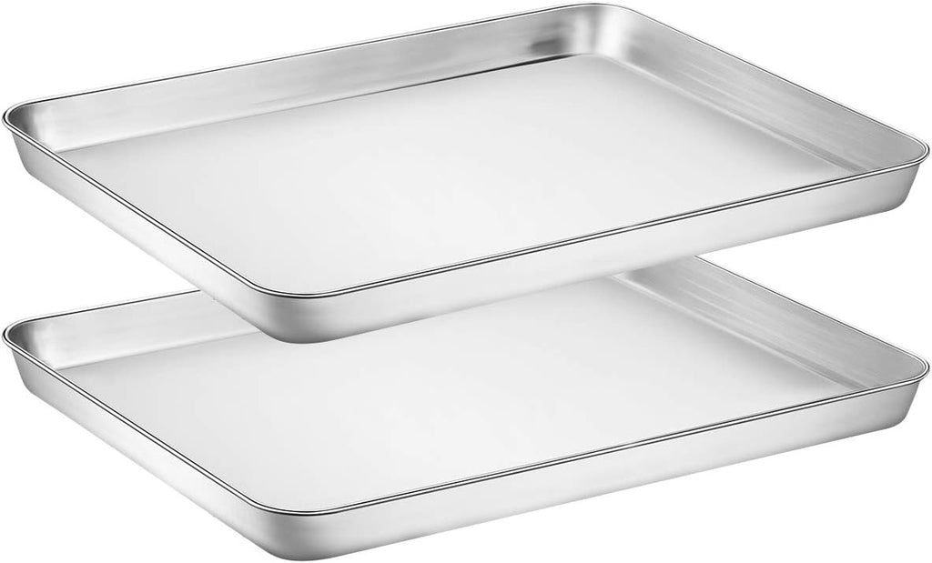 Wildone Baking Sheet Set - Stainless Steel Cookie Pan with Silicone Mats | 16 x 12 Inch, Set of 4