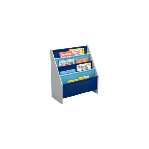 Delta Children Sling Book Rack Bookshelf for Kids - Easy-to-Reach Storage for Books, Magazines or Coloring Books - Ideal for Playrooms & Homeschooling, Grey/Blue