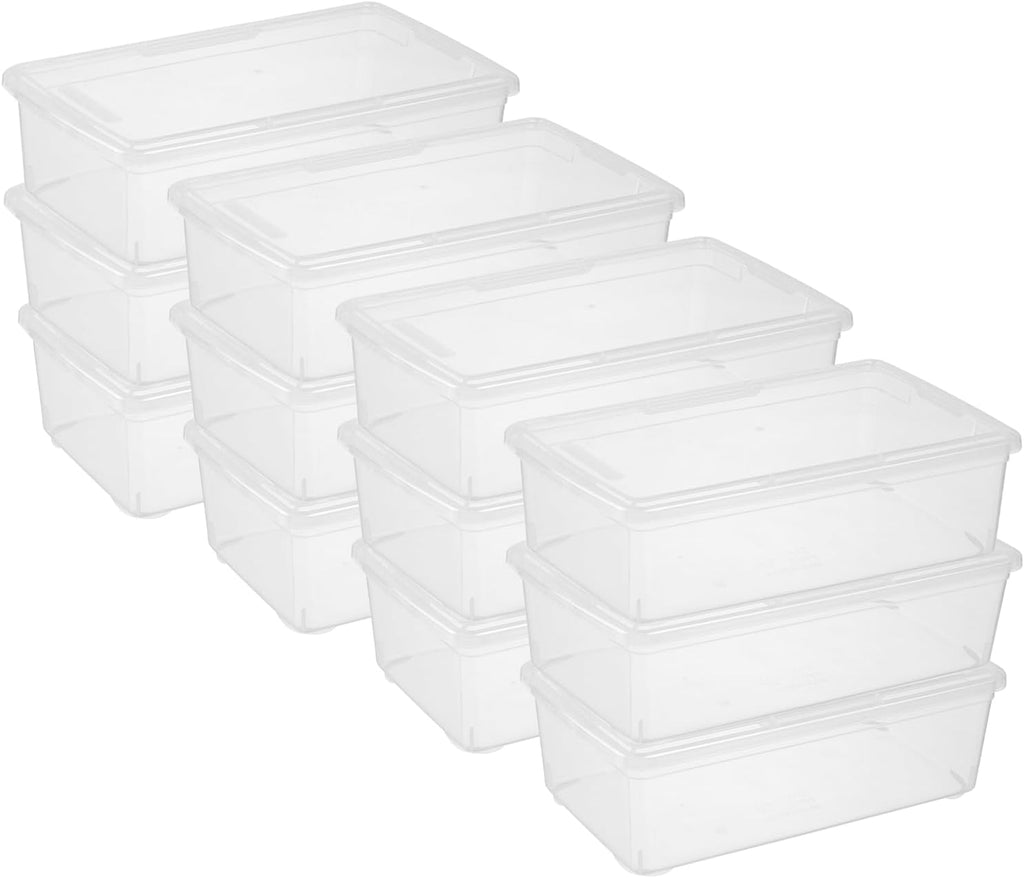 Novelinks 6 Quart Clear Plastic Storage Bins - Stackable Organizing Containers with Transparent Lids | 12 Pack