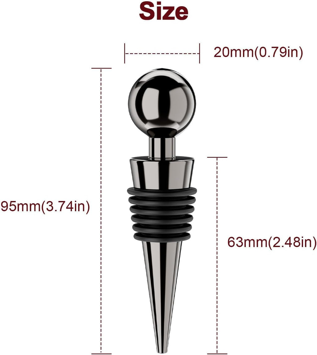 Vacuum Wine Bottle Stoppers 6Pcs - Reusable Silicone Corks, Leak Proof, Keep Fresh, Suitable for Standard Bottles (Black, 6 Pack)