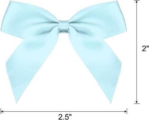 MECCANIXITY Mini Fabric Satin Ribbon Bows - 100Pcs 2.5" Sky Blue for Craft DIY & Wedding Decor
