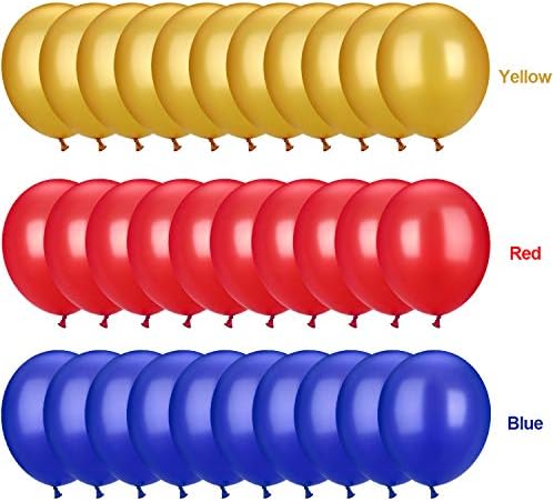 TecUnite 100 Pcs Colorful Latex Balloons - 13 Inch Red, Blue, Yellow for Graduation, Wedding, and Birthday Celebrations