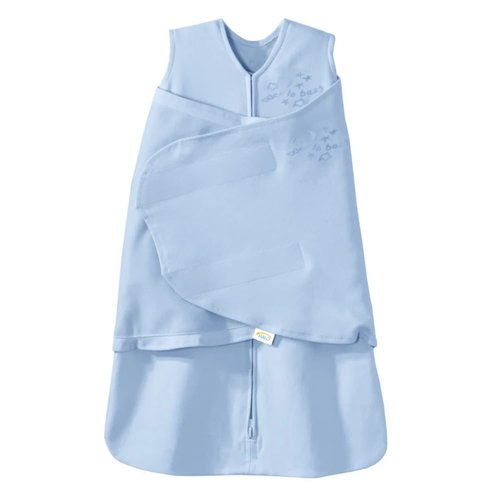 HALO Sleepsack Swaddle - 100% Cotton 3-Way Adjustable Wearable Blanket | Baby Blue, Newborn (0-3 Months)