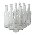 FastRack - 750 ml Clear Glass Bottles Wine Bottles (Pack of 12) | NO CORKS INCLUDED | Clear Bordeaux Flint Flat-Bottomed Cork Top Bottle for Wine Making | Case of 12