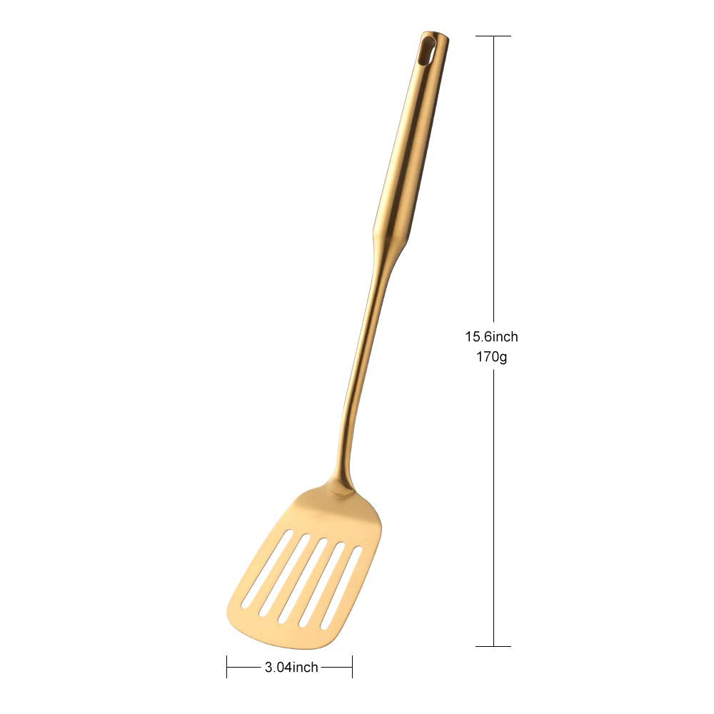 Buy THINGS Slotted Spatula,15.16inch Long Handle Gold -18/8(304) Stainless Steel Turner Spatula by BUY THINGS!