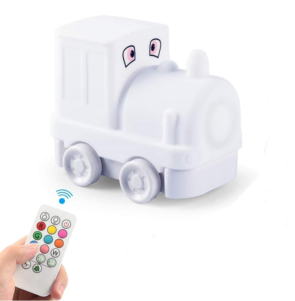 Tianhaixing Night Light Kids with Cute Train Design Children's Room LED Bedside Lamp with Changeable RGB Colors Rechargeable Night Light Compatible with Touch Control & Remote Control - Train