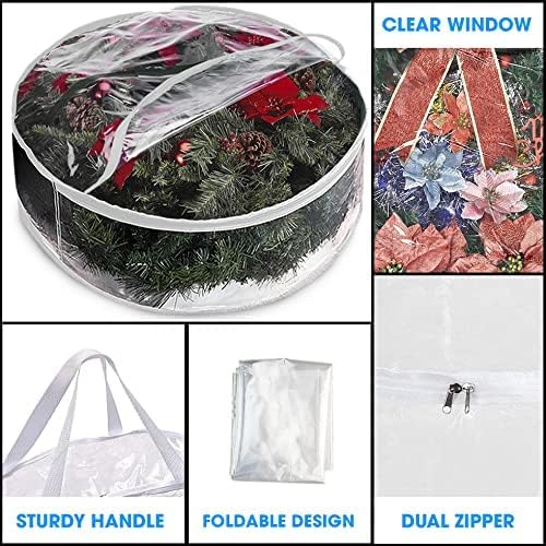 ProPik Christmas Wreath Storage Bag - Waterproof Clear PVC Container | 2-Pack for 48-Inch Wreaths