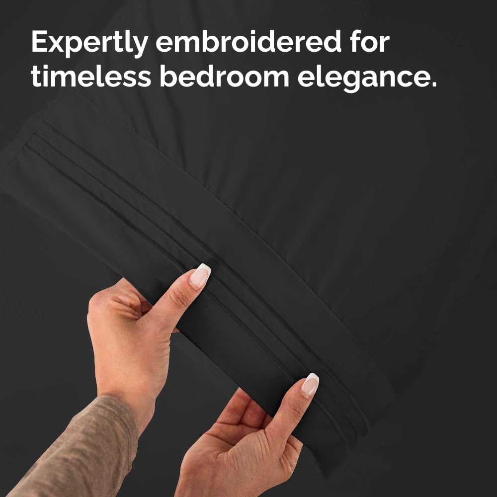 Skiennix Queen Pillow Cases Set of 2 | Ultra Soft Hotel Quality | Wrinkle-Free & Fade Resistant - Black