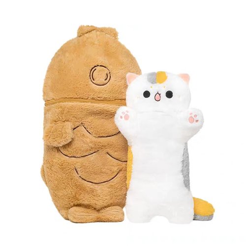 Karoeiwa Cute Taiyaki Cat Plush Pillow Small Size 11.8 inch Kitten Inside Fish 2 in 1 Kitty Stuffed Animal Ultra Soft Plushies Toys Gifts for Kids Girlfriend Orange