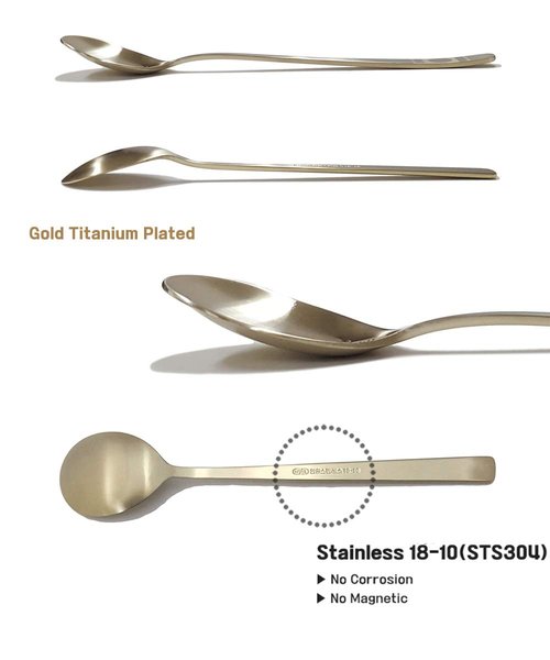 BALWOO [5 Sets] [Made in Korea] Korean Sticky Rice Spoon Chopsticks Set Gold Titanium Plating 304 Stainless Steel Tableware Cutlery Set Mukbang Chopsticks (Korean Apricot Blossom TITANIUM, 5 Sets)