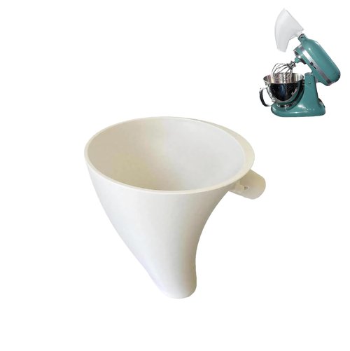 Flour Funnel for Ktichen Aid Mixer, Easy-Pour Funnel for Dry and Wet Ingredients Like Flour, Sugar and Eggs, Prevents Overflow and Mess for Clean Kitchen Counter, Easy to Clean (White)