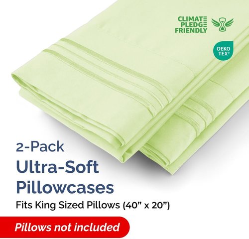 King Pillow Cases by [Brand Name] - Ultra Soft Hotel Quality Covers | Comfy & Wrinkle-Free - Light Sage Green - Set of 2