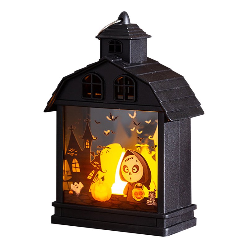 Halloween Skeleton Pumpkin Lantern LED Night Light - Haunted House Decor