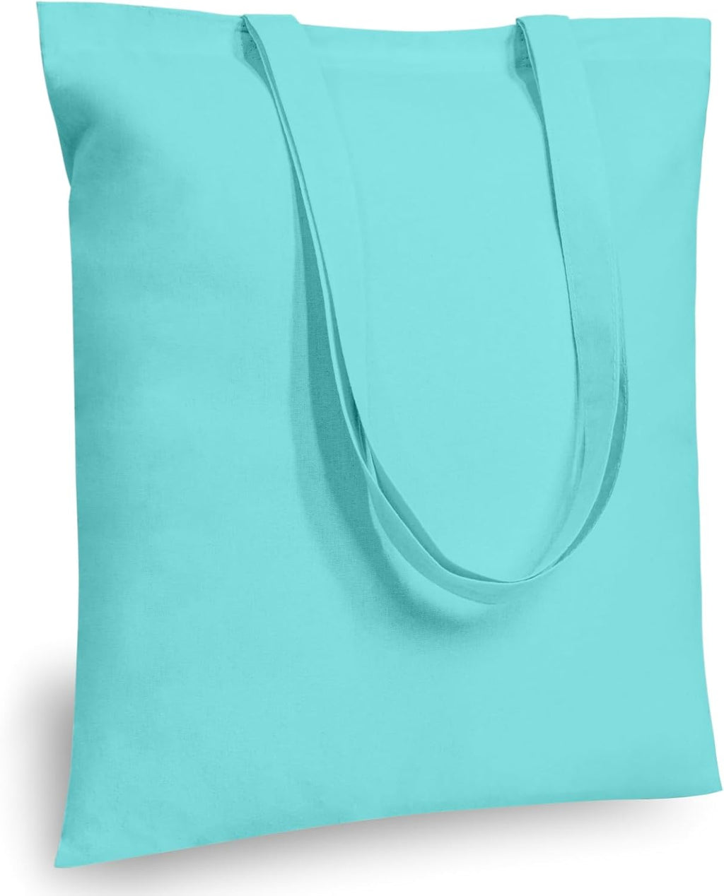 TOPDesign Aqua Blue Cotton Tote Bags - 6-Pack Lightweight Reusable Grocery Bags | Ideal for DIY & Promotions
