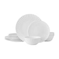 Mikasa Isadora Scalloped Bone China Lightweight Chip Resistant 12 Piece Dinnerware Set, Service for 4