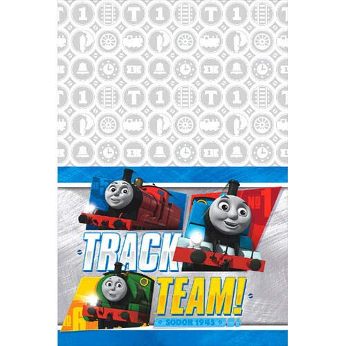Deluxe Thomas & Friends All Aboard Plastic Table Cover - 54" x 96" (Pack of 1) - Durable, Easy Cleanup & Adorable Design - Perfect for Kids' Train-Themed Parties & Events