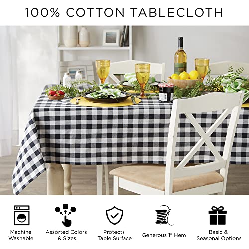 DII Give Thanks Plaid Fall Table Decor, Autumn & Thanksgiving Tabletop Linens, 70" Round Tablecloth