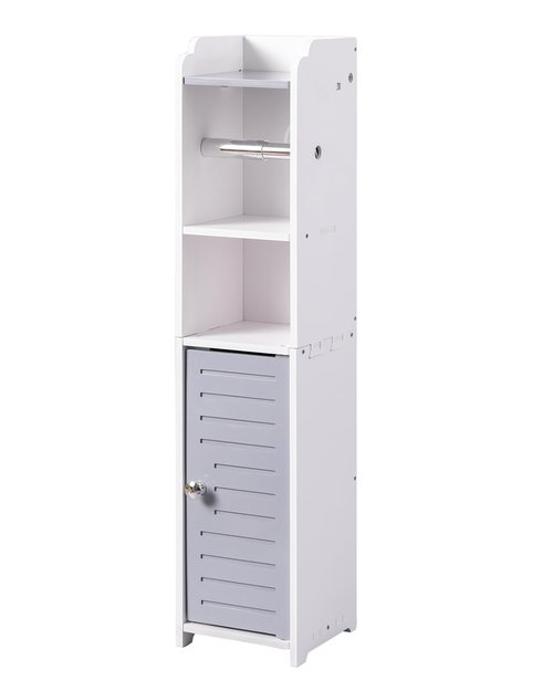AOJEZOR Toilet Paper Holder Stand: Small Bathroom Storage Cabinet - Light Grey - White