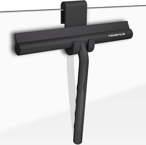 Minismus Shower Squeegee - Silicone Window Wiper for Glass Doors | 8.25 Inches, Black Finish