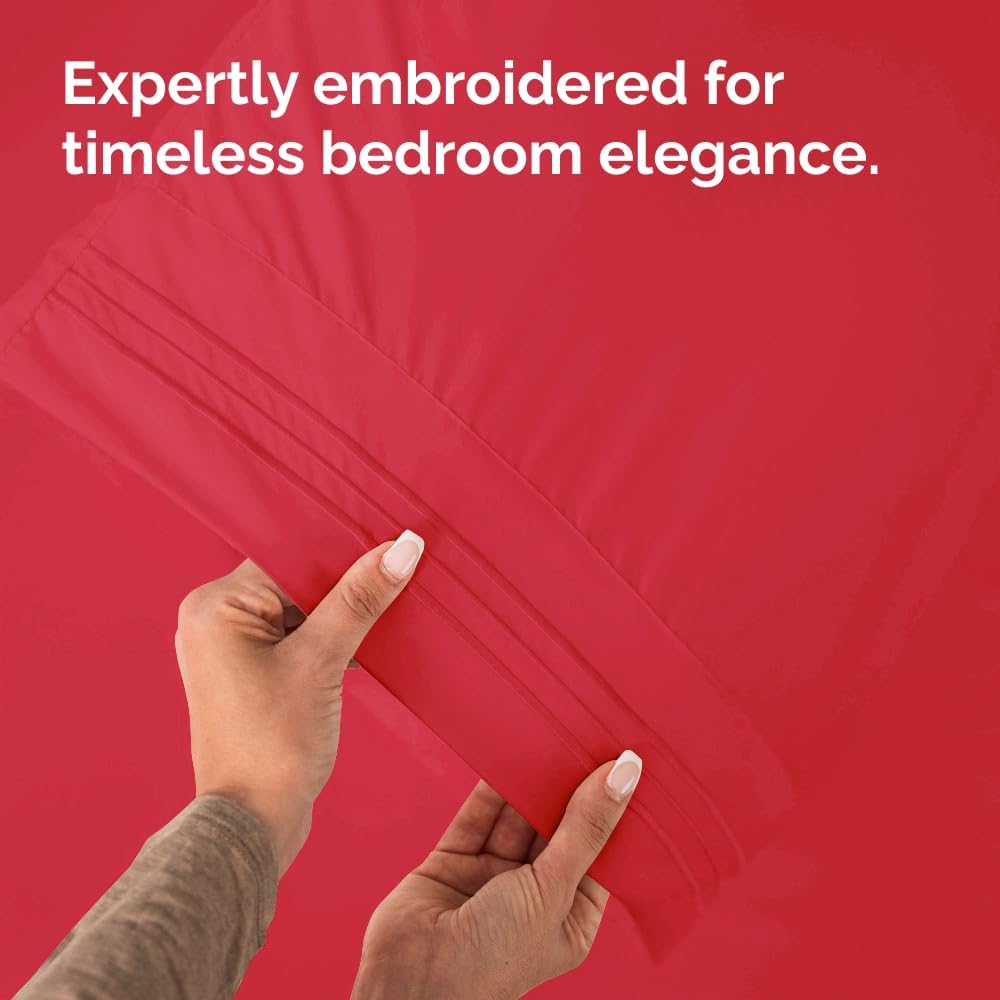 CGK Unlimited King Size Microfiber Pillowcase Set - Soft & Durable | 4 Pieces in Red