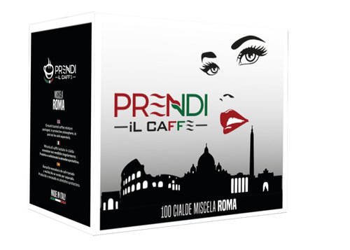 PRENDI Miscela Roma Single Served Espresso Coffee Pods, Powerful Character & Intense Aroma - Roasted & Freshly Packaged in Italy - (100 pods/box)
