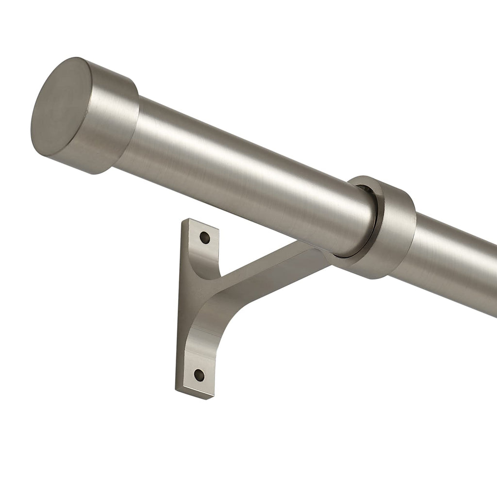 Lwiiom Brushed Nickel Curtain Rods for Windows 144-168 Inch, 1-Inch Adjustable Drapery Rods with Aluminum End Cap and Brackets for Room Divider, Bedroom, Living room, Kitchen, Bathroom Etc