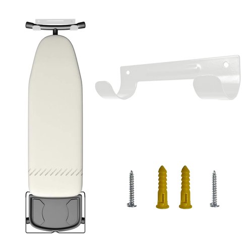 LIFTATAPA Ironing Board Hanger Wall Mount Ironing Board Holder Organizer Wall Rack for Laundry Rooms Space-Saving Storage Rack Hanging Shelf Hanger with Screws (White)