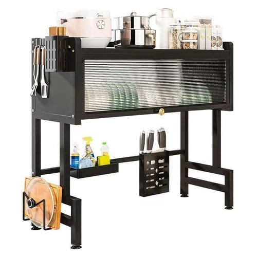 ZrgGea Over The Sink Dish Drying Rack, Over Sink Dish Drain Drying Rack for Kitchen Storage of Dishes and Cutlery, Space Saving Dish Rack with Cover, (Black, 33.5 inch)