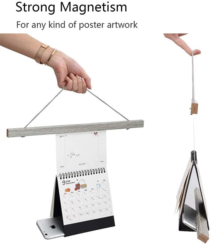 Benjia Magnetic Poster Hanger - 40" Wooden Frame for Canvas & Artwork | Easy Wall Display (Grey)