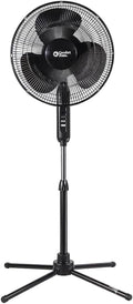 Comfort Zone 16-Inch Oscillating Pedestal Fan - High-Velocity 3-Speed Cooling, Adjustable Height & Tilt, Black