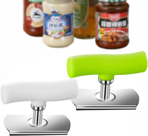 Cap Crack | Adjustable Multi-Lid Can Opener for Weak Hands - Ergonomic Non-Slip Grip, One-Hand Use (White Green)