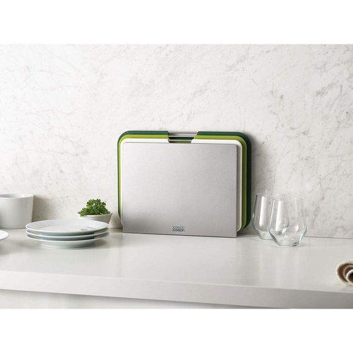 Joseph Joseph Nest 3 Piece Color Coded Cutting Board Set With Storage Stand, Large - Green