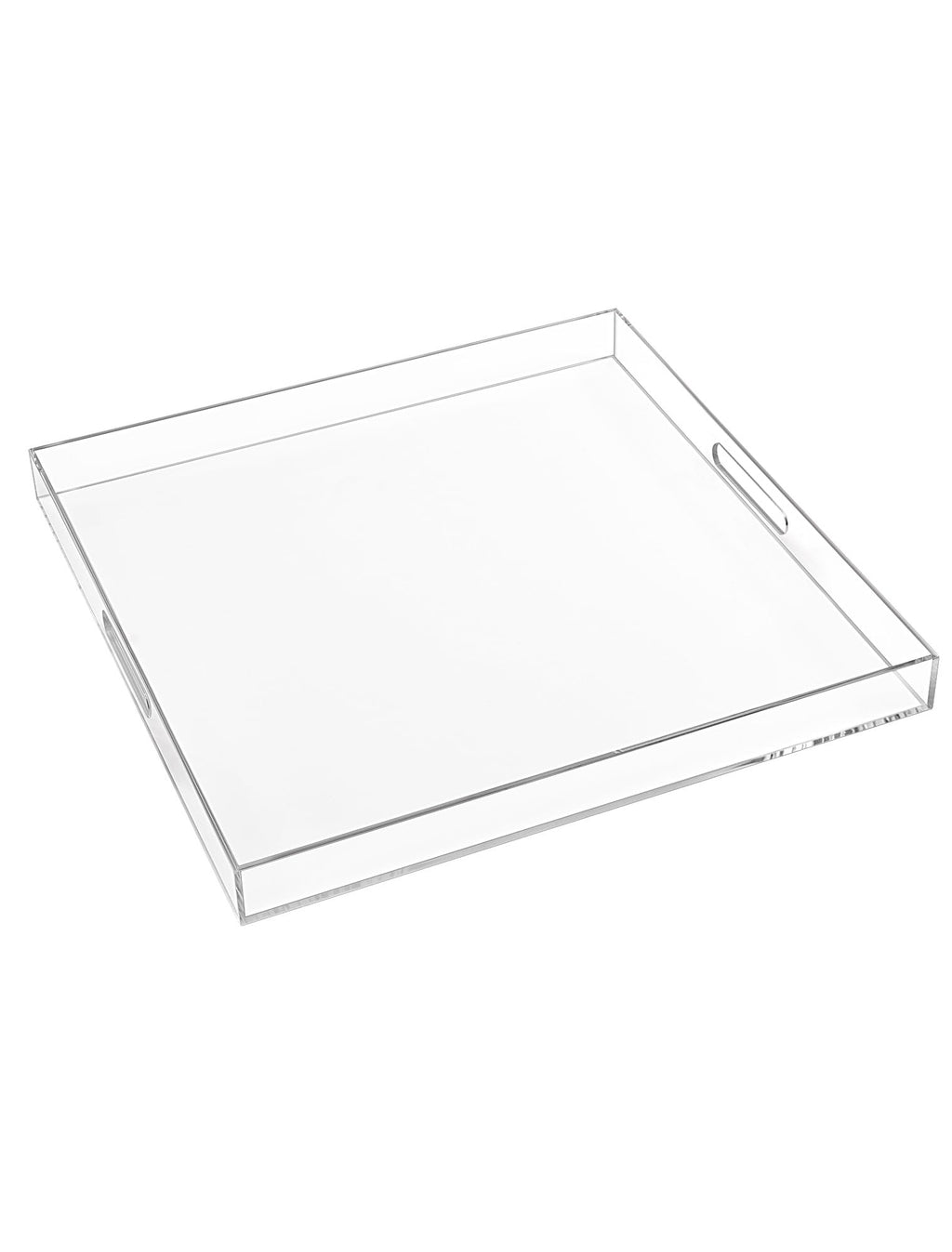 20×20 Inches Oversize Extra Large Sturdy Clear Acrylic Serving Tray King Size Decorative Big Ottoman Trays with Cut Out Handles Water Proof Bed Tray Coffee Counter Top Organizer