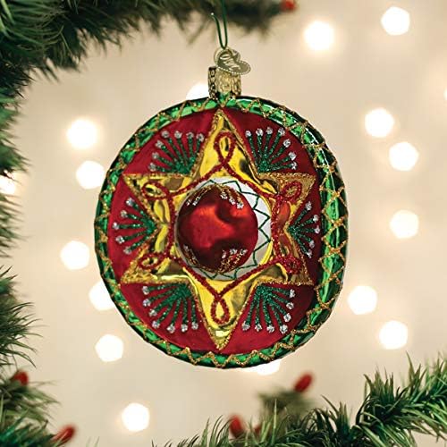 Old World Christmas Sombrero Glass Blown Ornament for Christmas Tree, Handcrafted Holiday Decoration, Fiesta Collection