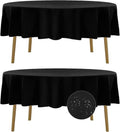Fokitut Waterproof Round Tablecloth - Stain Resistant & Wrinkle-Free | 60 Inch Black Fabric Cover for Dining, Weddings & Parties