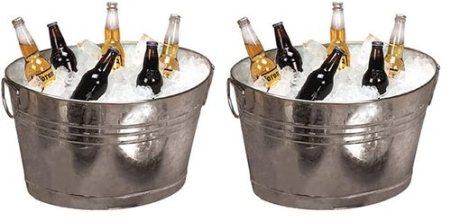 American Metalcraft 20" x 15" x 11" Natural Galvanized Tub, 25 qt (Pack of 2)