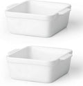Regine Switzerland 5x5 Small Baking Dish - 28 Oz Ceramic Casserole with Handles | Oven & Microwave Safe, Set of 2